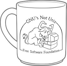 Very Antique GNU is not Unix mug