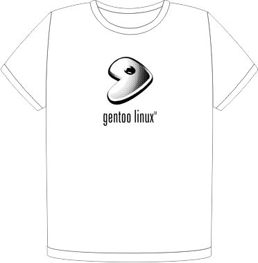 Gentoo black on white t-shirt