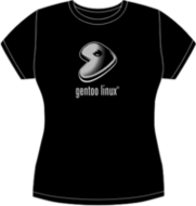 Gentoo white on black fitted t-shirt (FW0727)